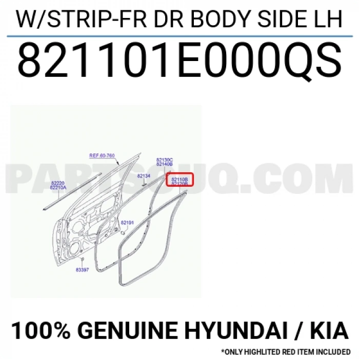 Kapı Kasa Fitili Accent 2006-2011 Era Gri Ön Sol (Oem No:821101E000Qs)