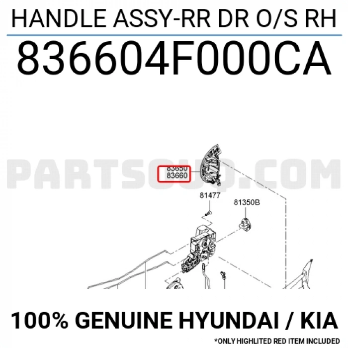 Kapı Kolu Kmy 2005 Sonrası Dış Sağ (Çift Kabin Arka) (Oem No:836604F000Ca)