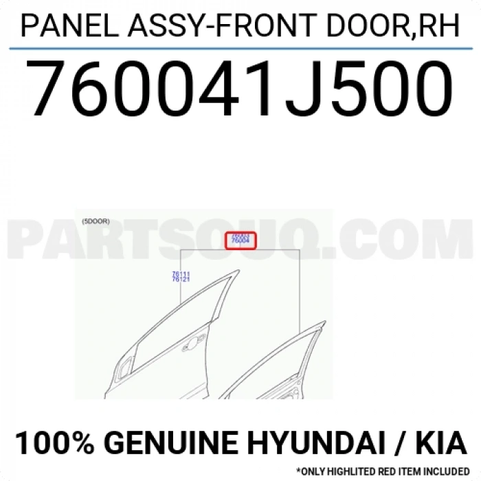 Kapı İ20 2009-11İ20 2012-2014 Ön Sağ   (Oem No:760041J500)