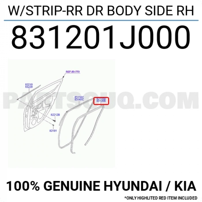 Kapı Fitili Kasa İ20 2009-2011 Arka R (Oem No:831201J000)