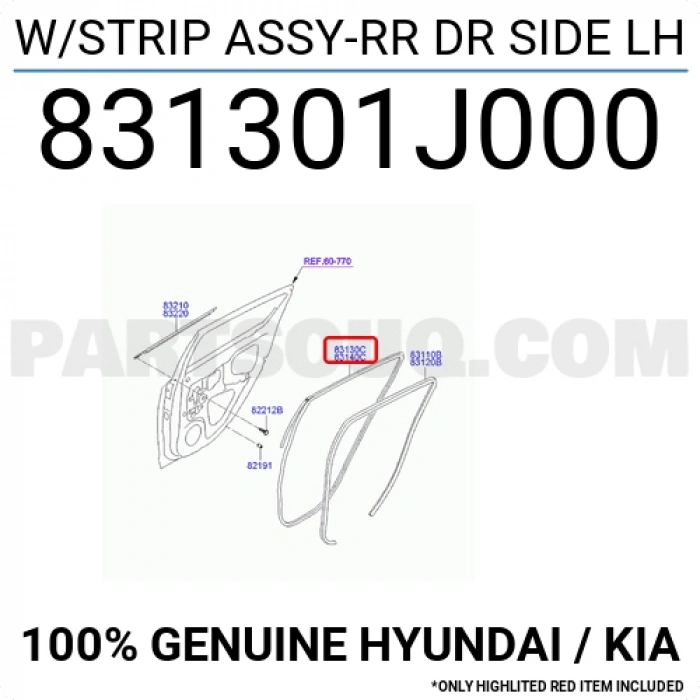 Kapı Fitili İ20 2009-2011 Arka L (Oem No:831301J000)