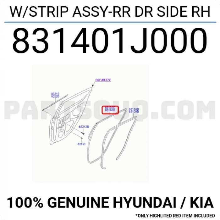 Kapı Fitili İ20 2009-2011 Arka R (Oem No:831401J000)