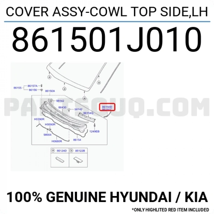 Izgara Ön Cam Silecek İ20 2009- Sol  (Küçük Parça) (Oem No:861501J010)