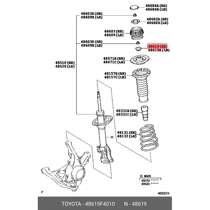 Amortisör Rulmanı Corolla 2019-2021 Ön R-L / Corolla Cross 2022 Sonrası (Oem No:48619F4010)