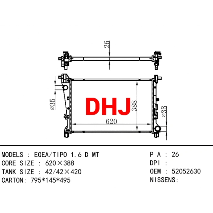 Fiat Egea 1,6 Mjet 2015- Su Radyatöru Brazıng (Oem No:52052630)
