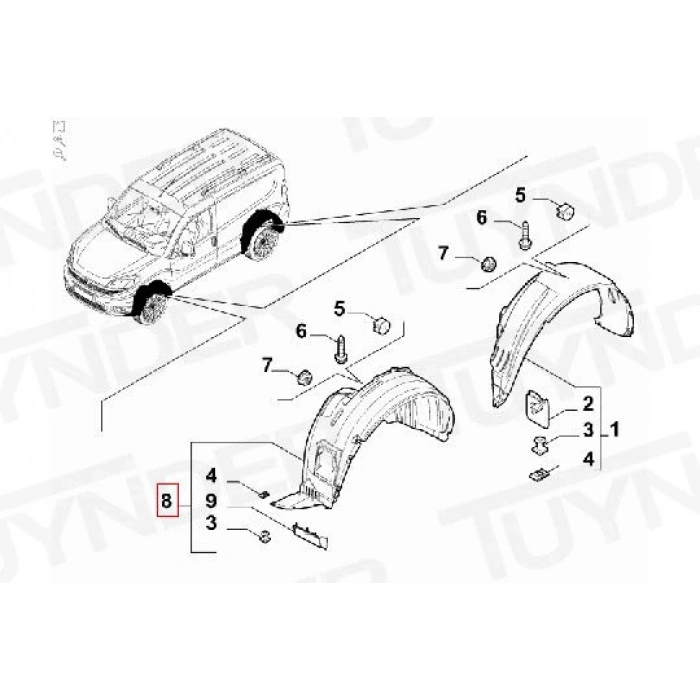 Fiat Doblo Iv 2015- Çamurluk Davlumbazı On Sol  (Oem No:52128357)