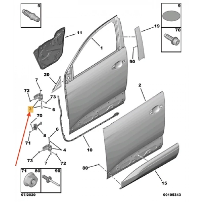 Fiat   1997-2000 Menteşeonkapıtpl  (Oem No:1608322680)