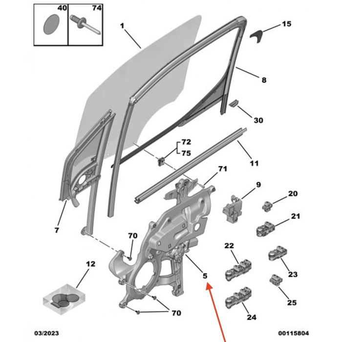 Fiat Doblo V 2022- Cam Krikosu On Sağ  (Oem No:9840175580)