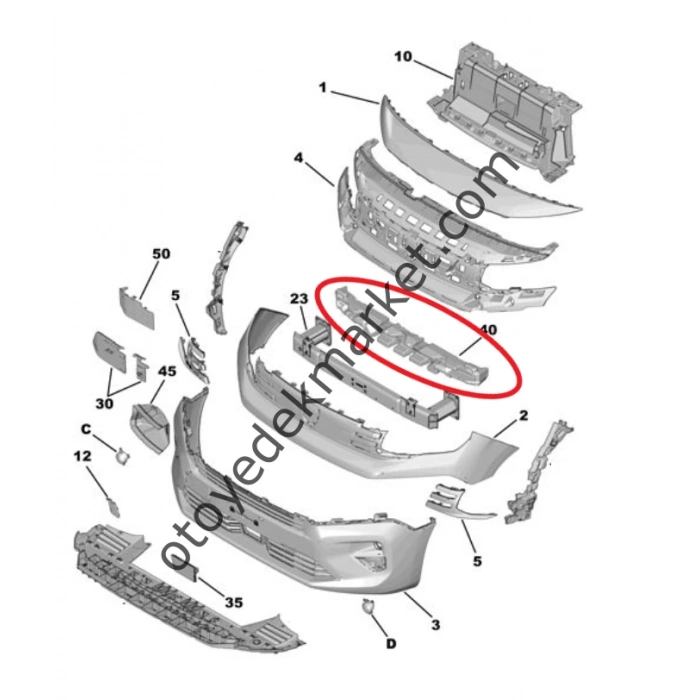 Fiat Doblo V 2022- On Tampon Darbe Emici   (Oem No:9855991480)