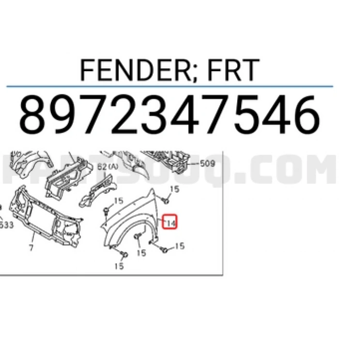 Çamurluk D-Max 2002-2007 Sinyal+ Dodik Delikli Ön Sağ (Oem No:8972347546)