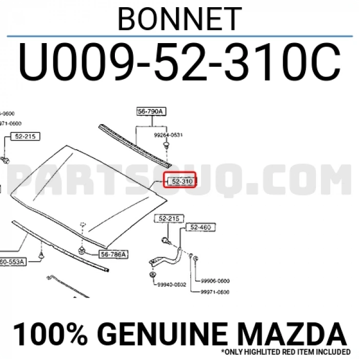 Motor Kaputu B2500  1997-00 (Oem No:U00952310C)