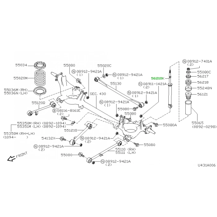 Japon Micra (K11) Benzin 1993-2002 Amortisör Arka  (Oem No:562104F125)