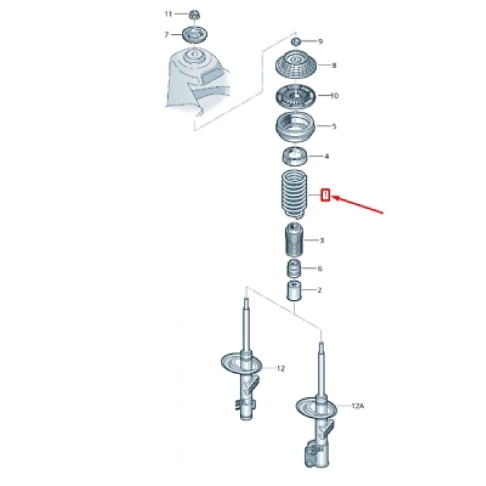 Vw T5-T5,5  2004-2015 Helezon Yayı Ön  (Oem No:7H5411105G)
