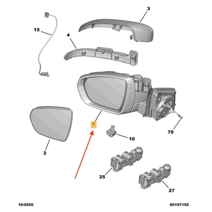 Peugeot  3008 5008 Elektrikli Ayna 2017-2023 Sinyal Isıtma Astar Sensor Sağ (Oem No:1618046880)