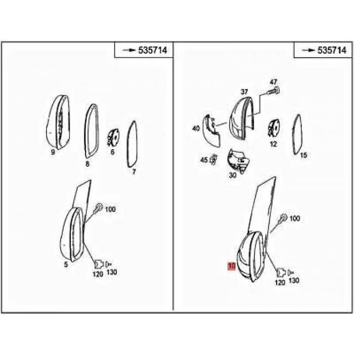 Mercedes Viano Elektrikli Ayna 2003-2011 Astarlı Kör Noktalı Sağ (Oem No:6398107616)