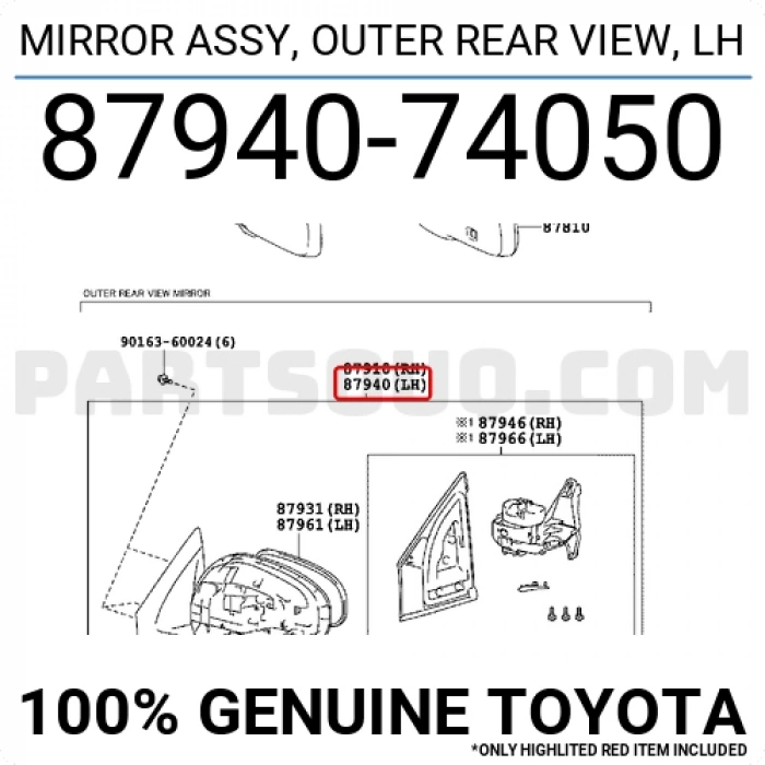 Toyota Iq Elektrikli Katlanır Ayna 2009-2014 Astarlı Sinyalli Sol (Oem No:8794074050)