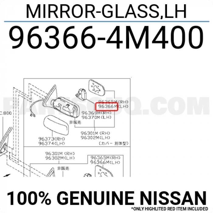 Nissan Sunny N16 Elektrikli Ayna Camı 1996-2008 Sol (Oem No:963664M400)