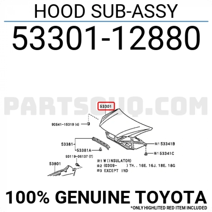 Motor Kaputu Corolla 2002-2006 Altıs (Usa / Thaı / Taıwan Type) (Oem No:5330112880)