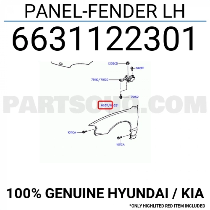 Çamurluk Accent 1995-1997 Ön Sol3 Kapılı (Oem No:6631122301)