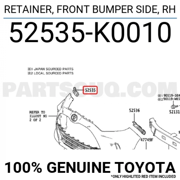 Tampon Bağlantı Braketi Yaris 2020 Sonrası Ön Sağ (Oem No:52535K0010)