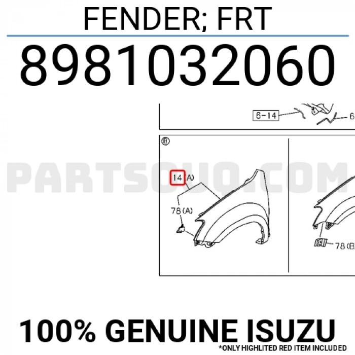 Çamurluk Dmax 11 4X2 Ön Sağ   (Oem No:8981032060)