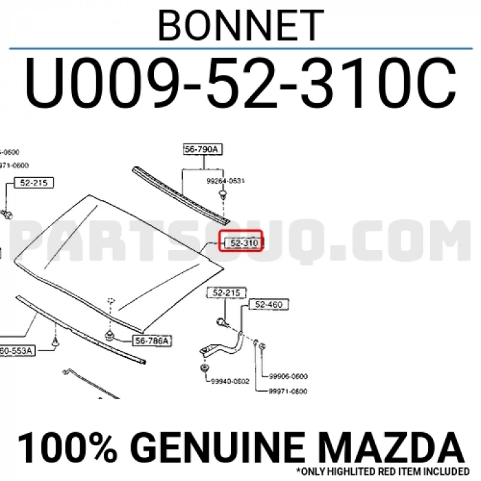 Motor Kaputu B2500 1997-99 (Oem No:U00952310C)