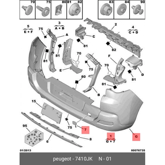 Peugeot  3008  2009-2013  Arka Tampon Siyah Sensör Deliksiz (Tw) (Oem No:7410Jk)