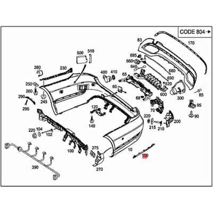 Mercedes E Class- E Class- 2013-2016  Arka Tampon Bandı Nikelajı Sol Yan Kulağa Takılan (Tw) (Oem No:2128853521)