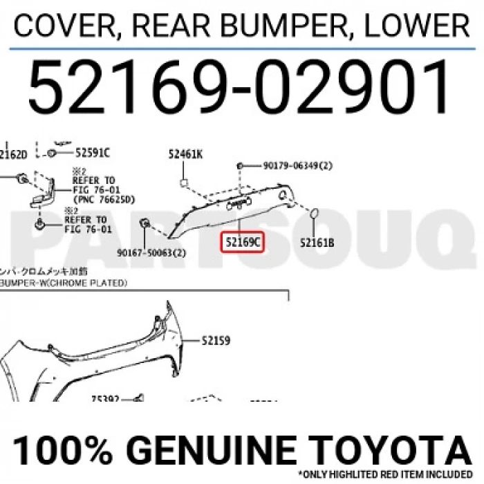 Toyota Corolla- Hb- 2020-2022  Arka Tampon Bandı (Plakalık Takılan) Siyah (Tyg) (Oem No:5216902901)