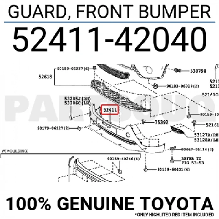 Toyota Rav4- 2013-2016  Ön Alt Tampon Siyah (Tyg) (Oem No:5241142040)