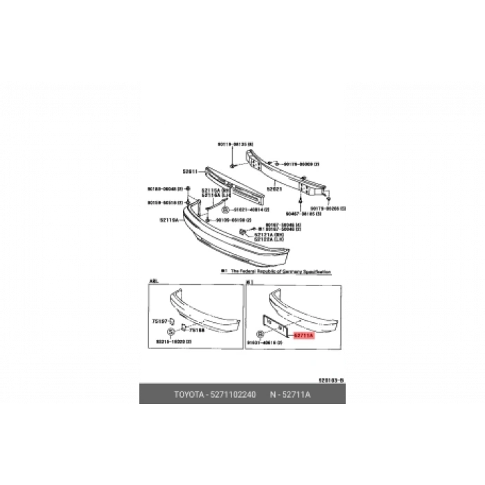 Toyota Corolla- Hb- 2020-2022  Ön Tampon Panjuru Dış Çerçeve Çıtası Sağ Nikelajlı (Tyg) (Oem No:5271102240)