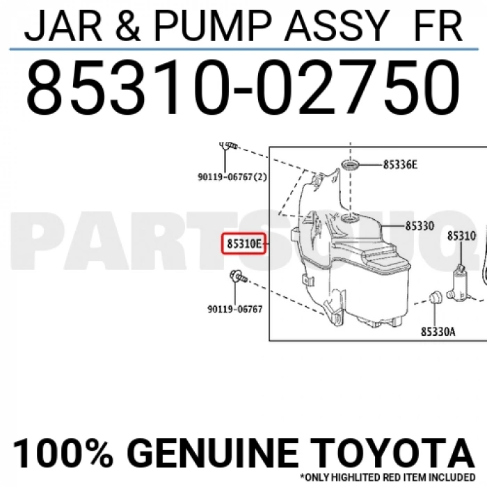 Toyota Corolla- E210- 2019-2024  Ön Cam Su Bidonu /Deposu Borusuz/Motorsuz (Oem No:8531502750)