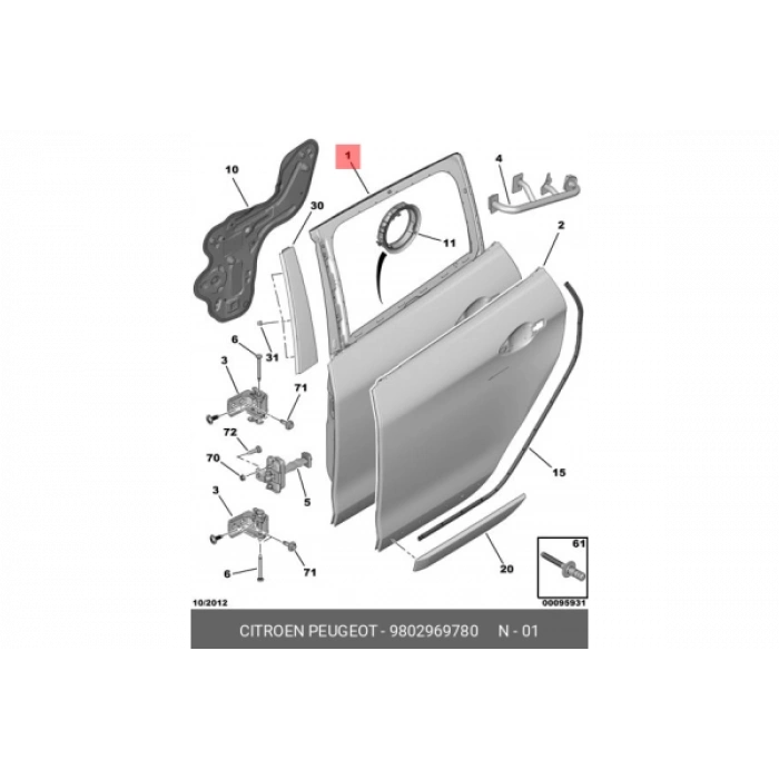 Peugeot  2008  2013-2016  Arka Kapı Komple Sol (Oem No:9802969780)
