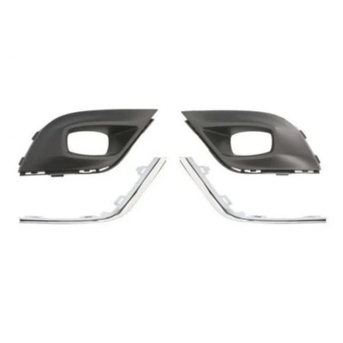 Renault Clio- 4- Hb- 2016-2020  Sis Lamba Kapağı Sis Delikli Sağ/Sol Set (2Parça) Siyah/Nikel. Çıtalı(Tw (Oem No:261A30735R)