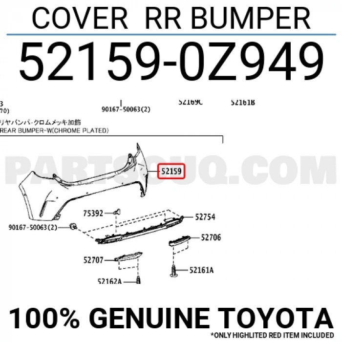 Toyota Corolla- Hb- 2020-2022  Arka Tampon Siyah (Tyg) (Oem No:521590Z949)