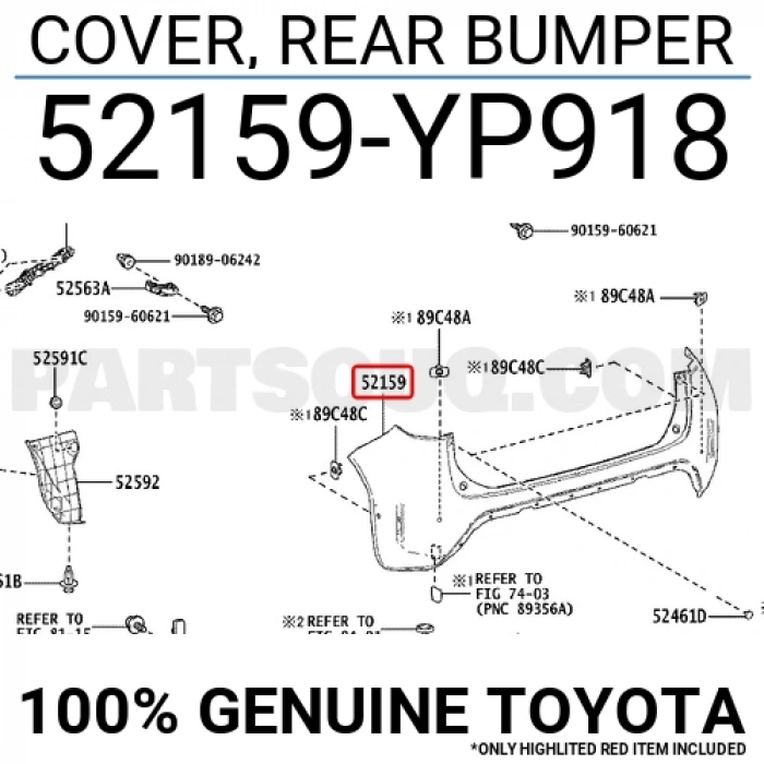 Toyota Yaris Cross- 2022-2024  Arka Üst Tampon Siyah Sensör Delikli (Tyg) (Oem No:52159Yp918)