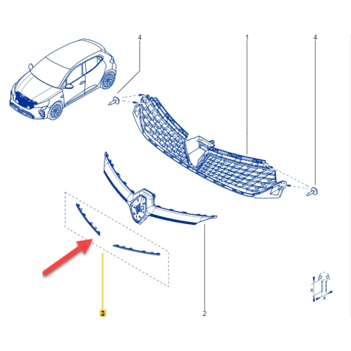 Renault Clio- 5- Hb- 2023-2024  Ön Panjur Üst Nikelajı (2Parça Set) (Oem No:960102709R)