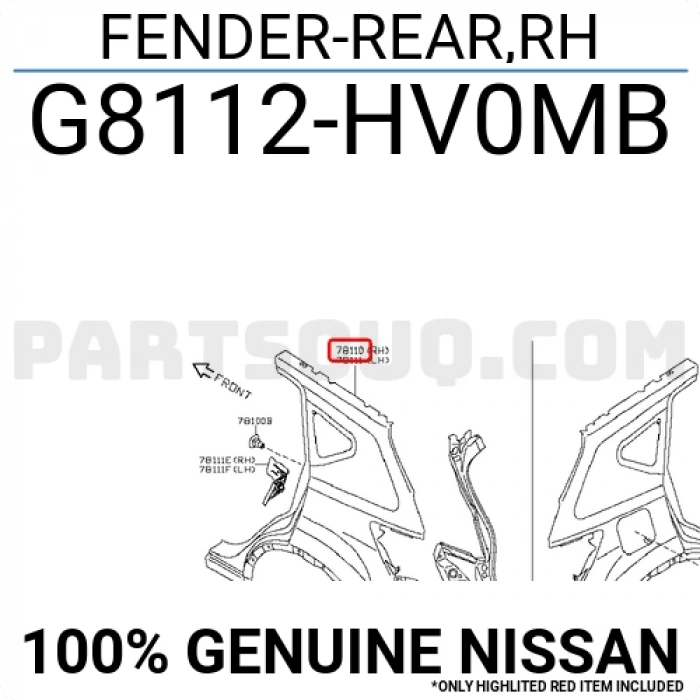 Nissan Qashqai- J11- 2014-2021  Arka Çamurluk Sağ (Oem No:G8112Hv0Mb)