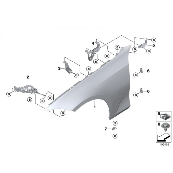 Bmw 3 Serı- 3 Serisi- 2019-2022  Ön Çamurluk Sağ Alüminyum (Tyg) (Oem No:41008494440)