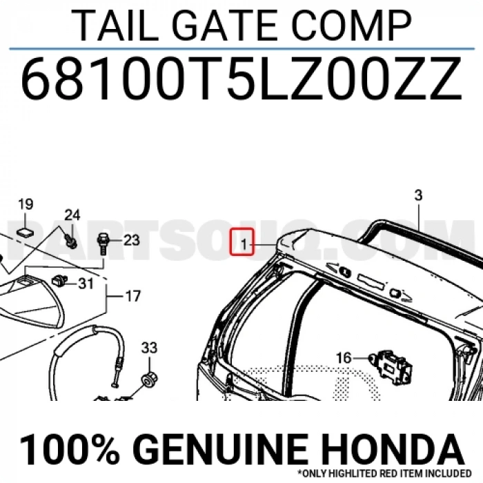 Honda Jazz- 2015-2017  Arka Bagaj Kapağı Komple (Oem No:68100T5Lz00Zz)