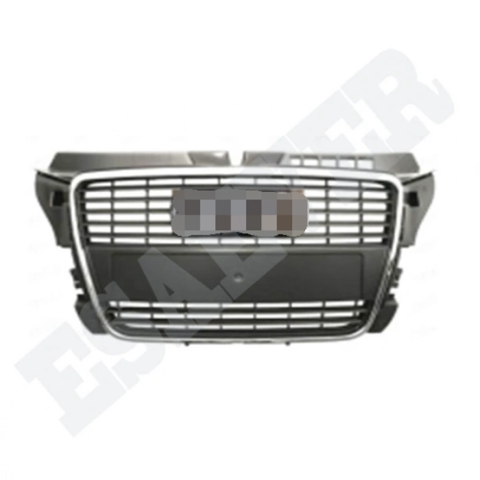 Audi  A3  2009-2012  Ön Panjur Gümüş Gri Nikelaj Çıtalı (Tyg) (Oem No:8P0853651H1Qp)