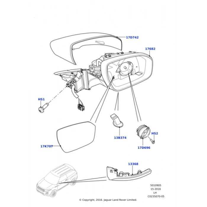 Bmw Range Rover Evoque 2011-2019 Dış Dikiz Aynası Sağ  (Oem No:Lr025183)