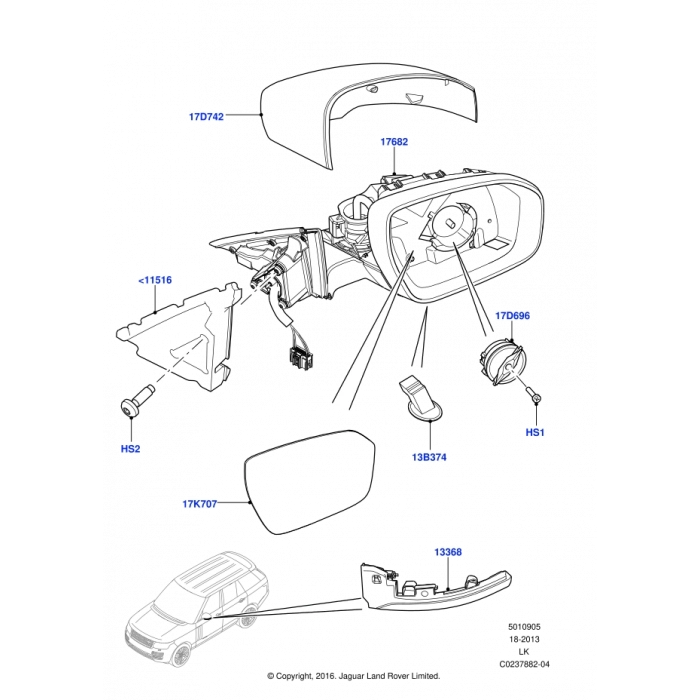 Bmw Range Rover Iv 2013- Ayna Camı Sol  (Oem No:Lr035041)