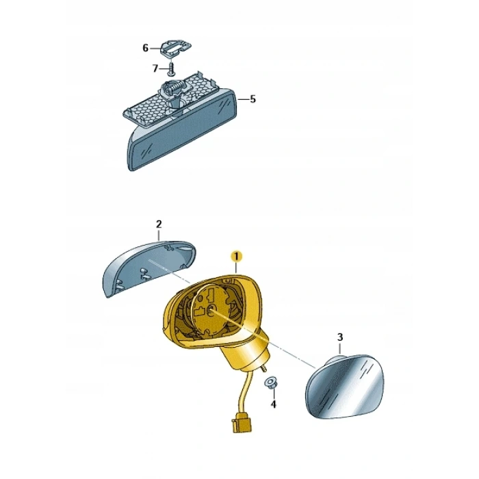 Vw Leon 2004-2009 Dış Dikiz Aynası Sağ Otomatik Katlamalı - Astarlı (7 Pın) (Oem No:1P1857508A)