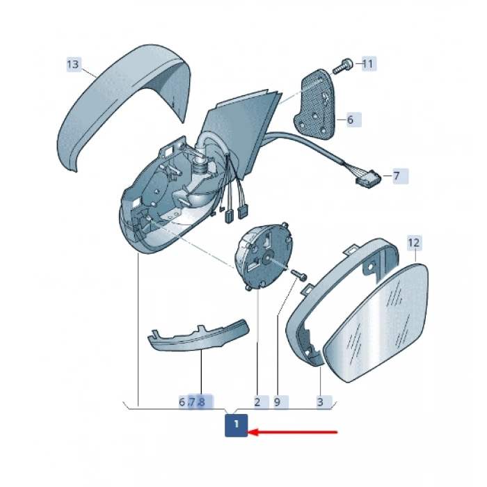 Vw Superb 2015- Dış Dikiz Aynası Sol Otomatik Katlamalı - Astarlı (16H9P16H11P Pın) (Oem No:3V1857507A)