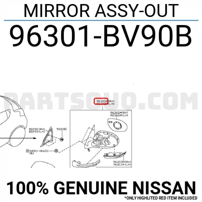 Japon Juke 2014- 1.6:1.2:1.6 2014- Dış Dikiz Aynası Sağ Elektrikli Astarlı Sinyallı 5 Pın (Oem No:96301Bv90B)