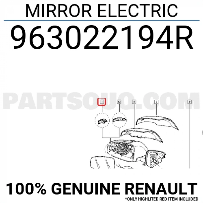 Renault Latitude 2011- Dış Dikiz Aynası Sol Elektrikli Isıtmalı, Elektrık Katlanabılır, Bellek, Yanıp Sönen (Ayna Lambası),  (Oem No:963022194R)