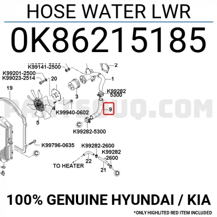 Hortum Radyatör Üst Ceres 2.4 (Oem No:0K86215185)