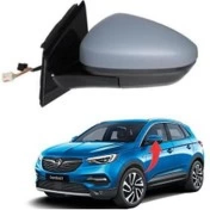 Opel Grandland 2017 Sonrası Elektrikli Katlanır Ayna Isıtmalı Astarlı Alt Aydınlatmalı BLIS Hafızalı Sol)