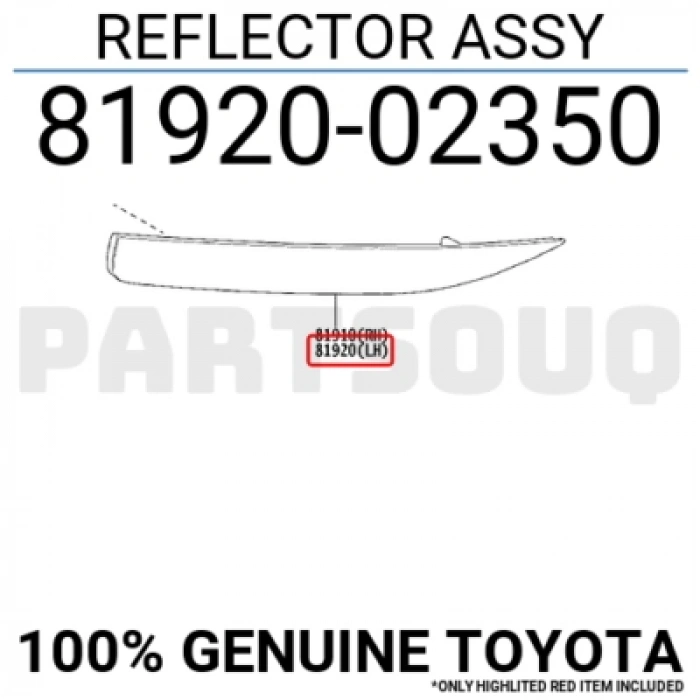 Toyota Corolla 2ZRF 2023 Reflektör Arka Sağ Oem No (8191002220)